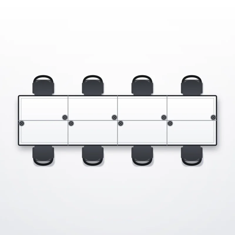 Desk configuration Eight Seater Sharing - configuration drawing