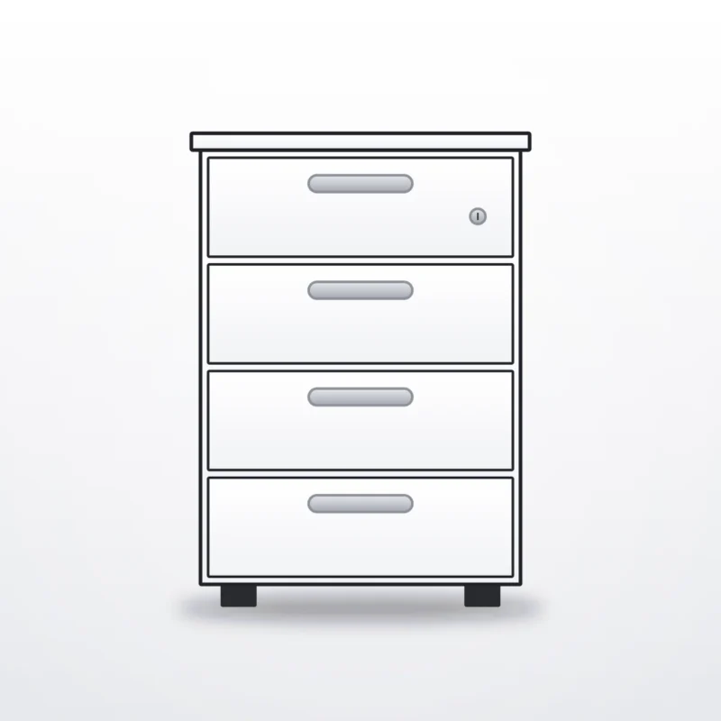 Pedestal Four Equal Drawers - configuration drawing
