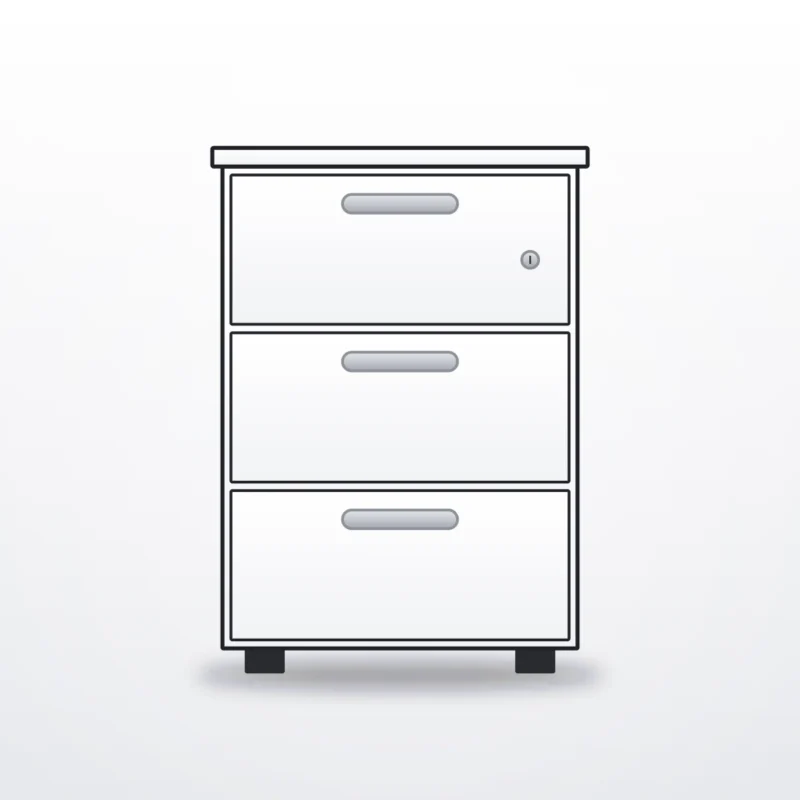 Pedestal Three Equal Drawers - configuration drawing
