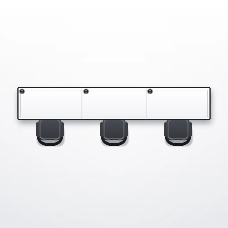 Desk configuration Three Seater NS Linear - configuration drawing